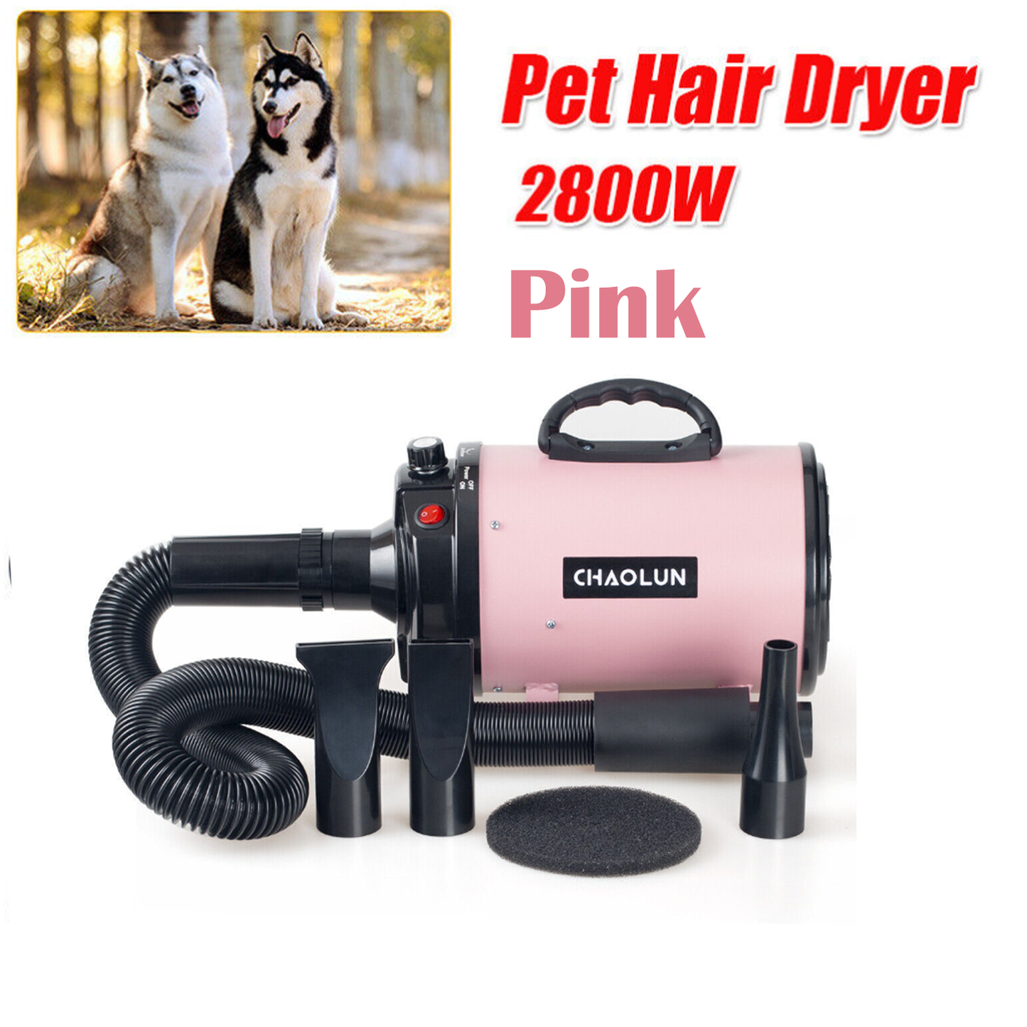 Pet Dog Cat Hair Dryer Grooming Blower Heater Blaster 2800W with Stepless Speed Adjustment