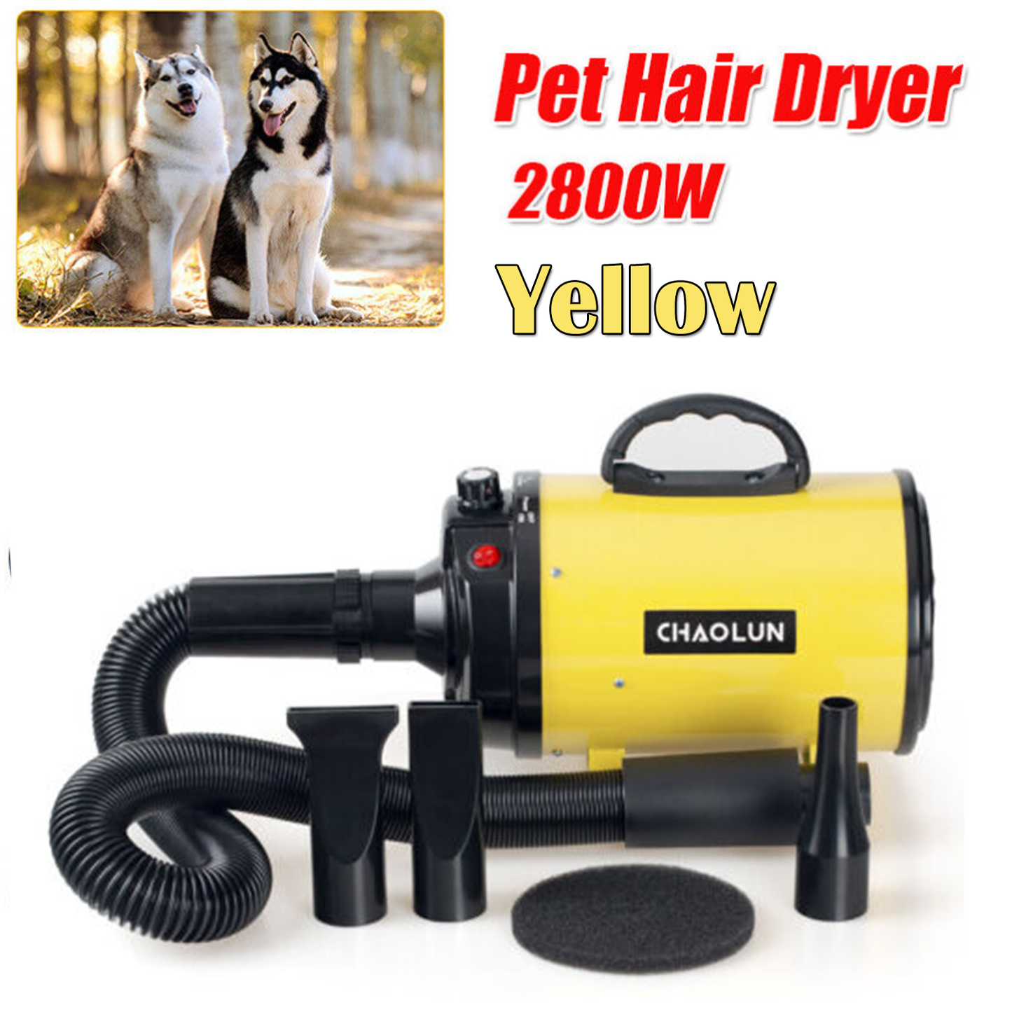 Pet Dog Cat Hair Dryer Grooming Blower Heater Blaster 2800W with Stepless Speed Adjustment