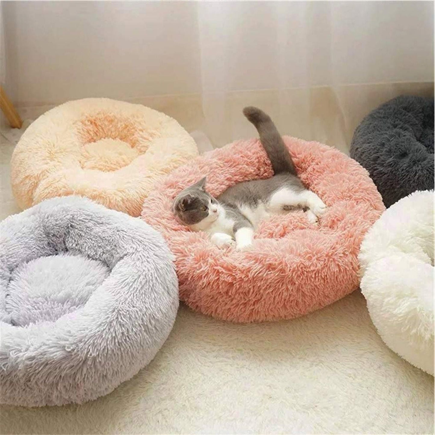 Floofi Calming Pet Bed for Cats and Dogs, Ultra Soft Plush, 60cm/70cm/80cm