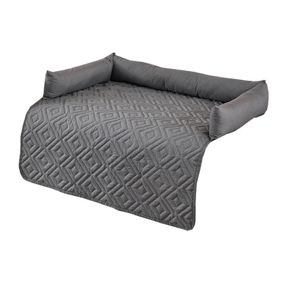 75*75CM Grey Waterproof & Scratch-Resistant Pet Sofa Protector Mat with Pillow | Cat & Dog Bed, Washable, All-Season