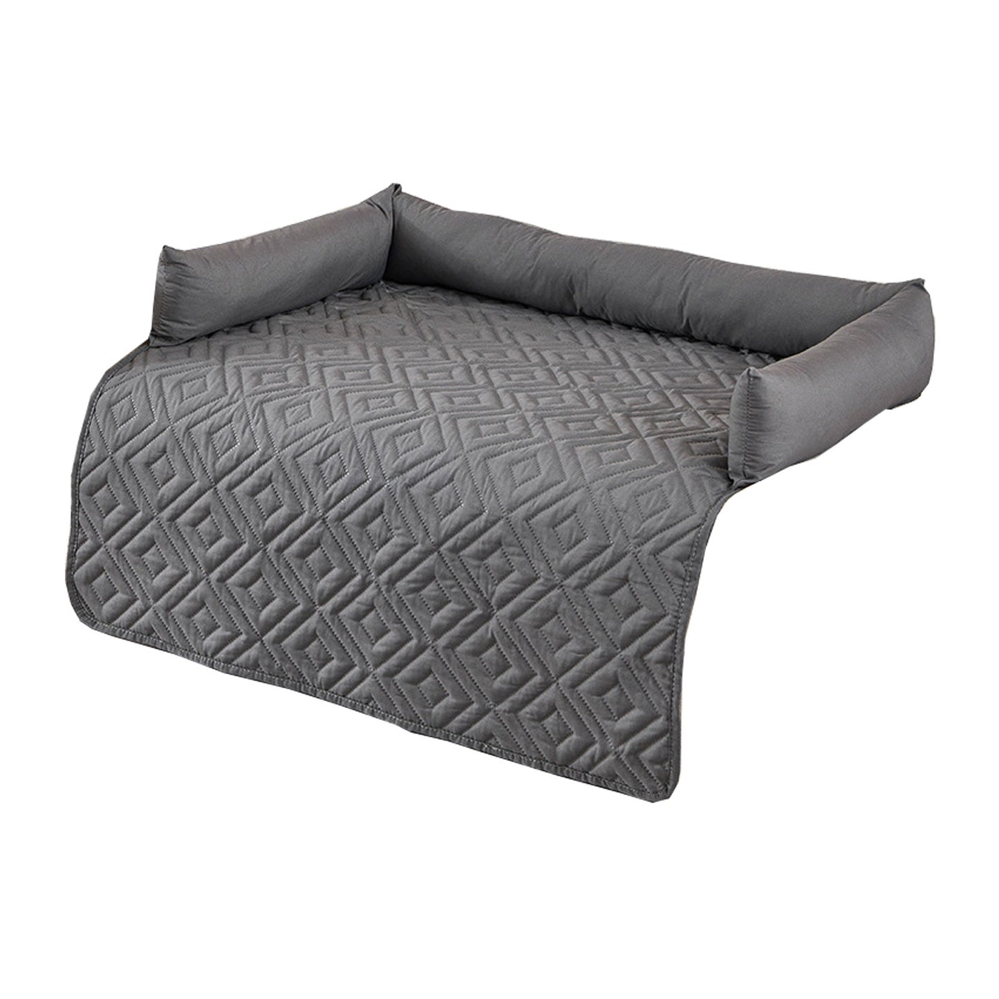 75*120CM Grey Waterproof & Scratch-Resistant Pet Sofa Protector Mat with Pillow | Cat & Dog Bed, Washable, All-Season